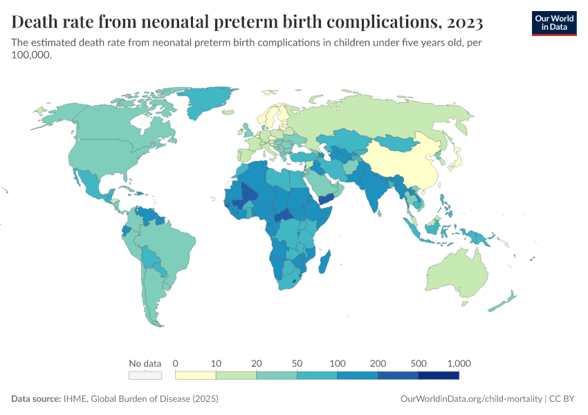 A thumbnail of the "Death rate from neonatal preterm birth complications" chart