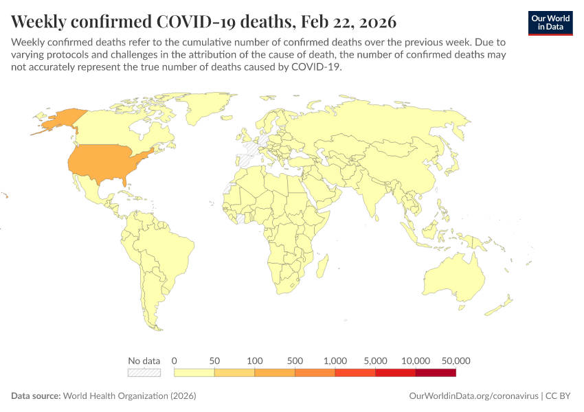 A thumbnail of the "Weekly confirmed COVID-19 deaths" chart